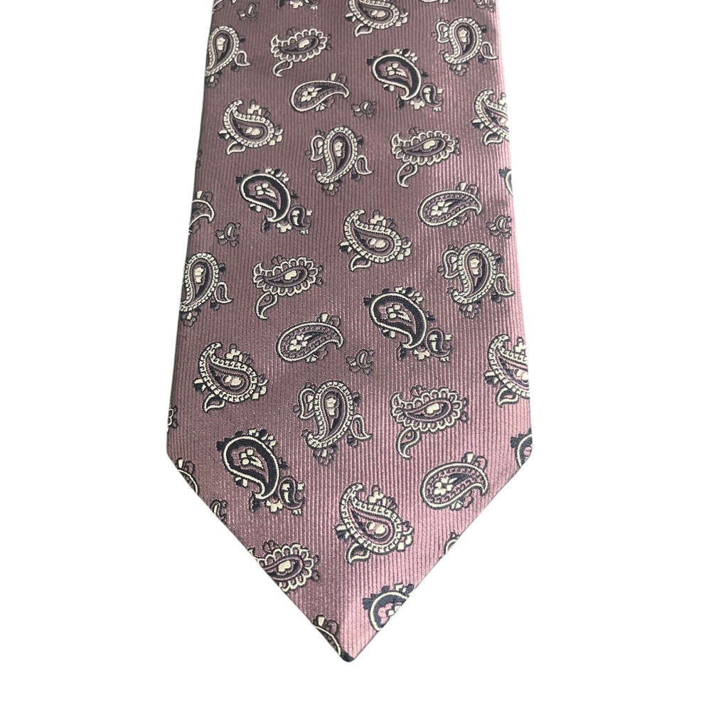 Brioni Silk Paisley Tie Mens Mauve Purple Hand Made Italy Classic Excellent - Picture 2 of 6
